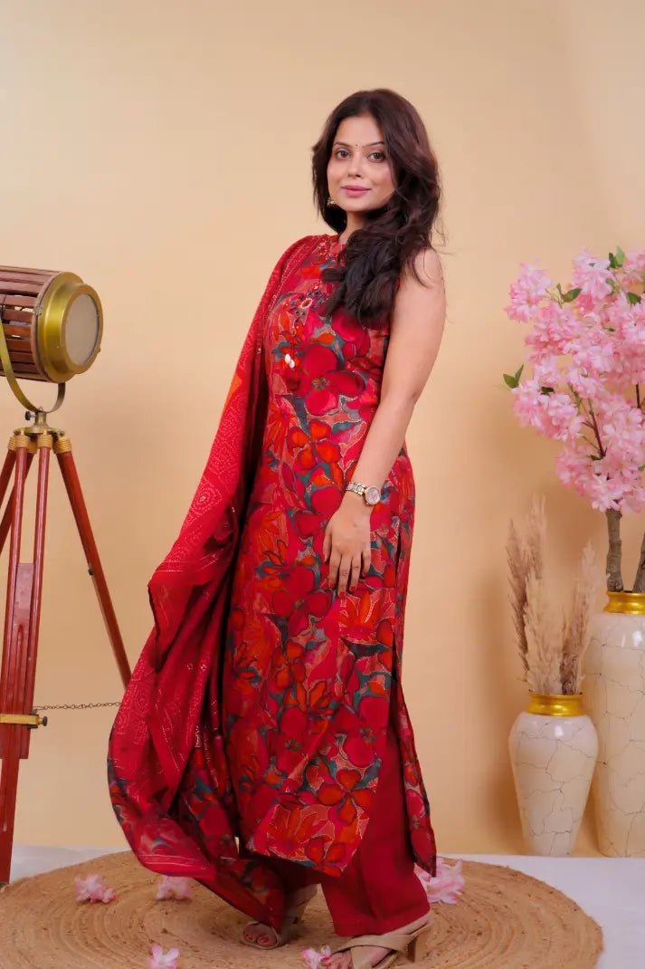 Gulmohar Hand - Painted Suit Set - Qurbat