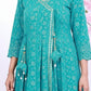 Sea Green Angrakha-Style Embroidered Cut Anarkali Set