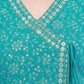 Sea Green Angrakha-Style Embroidered Cut Anarkali Set