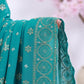 Sea Green Angrakha-Style Embroidered Cut Anarkali Set