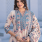 Ivory Bloom Printed Anarkali Suit Set - Qurbat