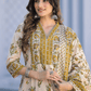 Ivory Bloom Printed Anarkali Suit Set - Qurbat