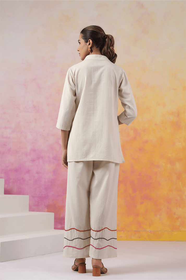 Ivory Garden Embroidered Co - Ord Set - Qurbat