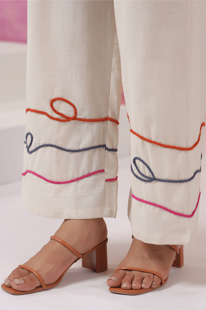 Ivory Garden Embroidered Co - Ord Set - Qurbat