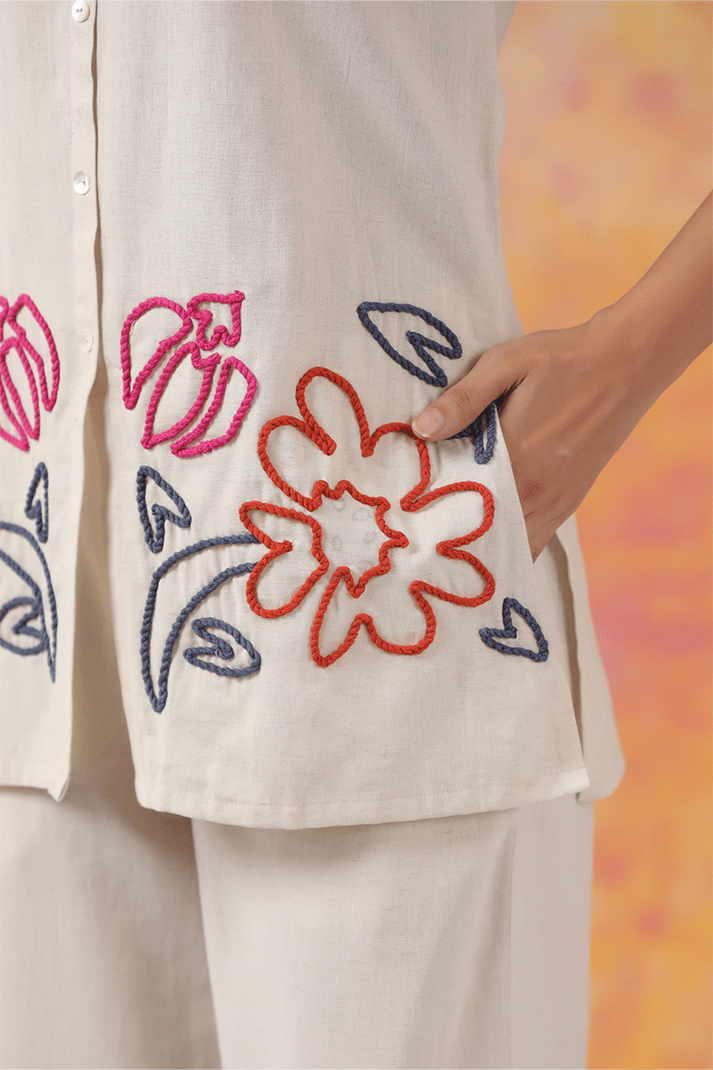 Ivory Garden Embroidered Co - Ord Set - Qurbat