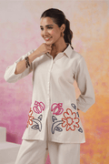 Ivory Garden Embroidered Co - Ord Set - Qurbat