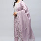 Lavender Digital Print with Handwork Suit Set for Women - Qurbat