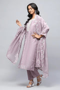Lavender Digital Print with Handwork Suit Set for Women - Qurbat