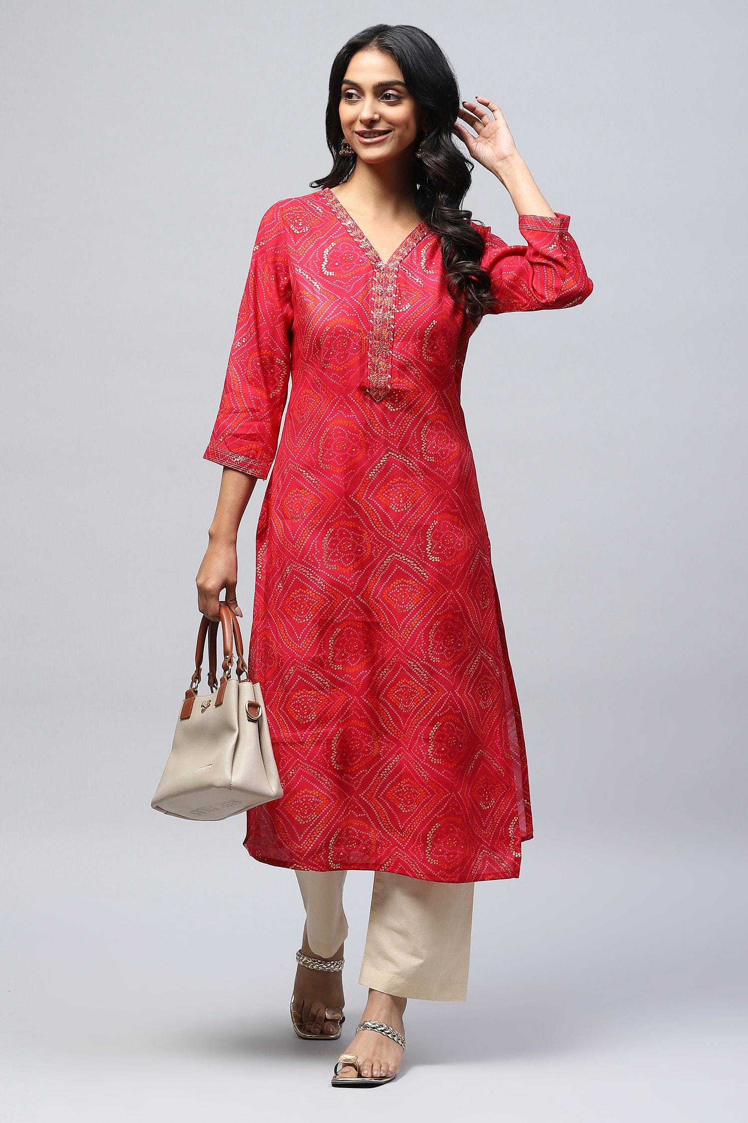 Magenta Bandhani Muslin Printed Kurta for Women – Traditional & Stylish - Qurbat