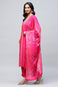 Magenta Digital Print Suit Set for Women with Hand Embroidery on Neck – Chic & Traditional - Qurbat