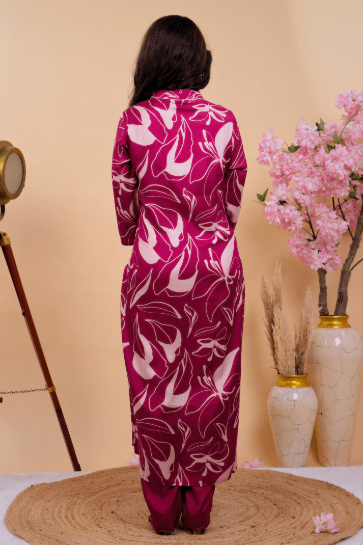 Magenta Muse Muslin Everyday Kurta Bottom Set - Qurbat