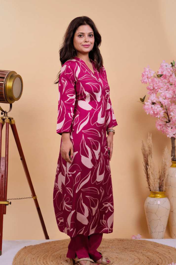 Magenta Muse Muslin Everyday Kurta Bottom Set - Qurbat