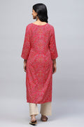 Magenta Pink Bandhani Muslin Printed Kurta for Women – Vibrant & Elegant - Qurbat