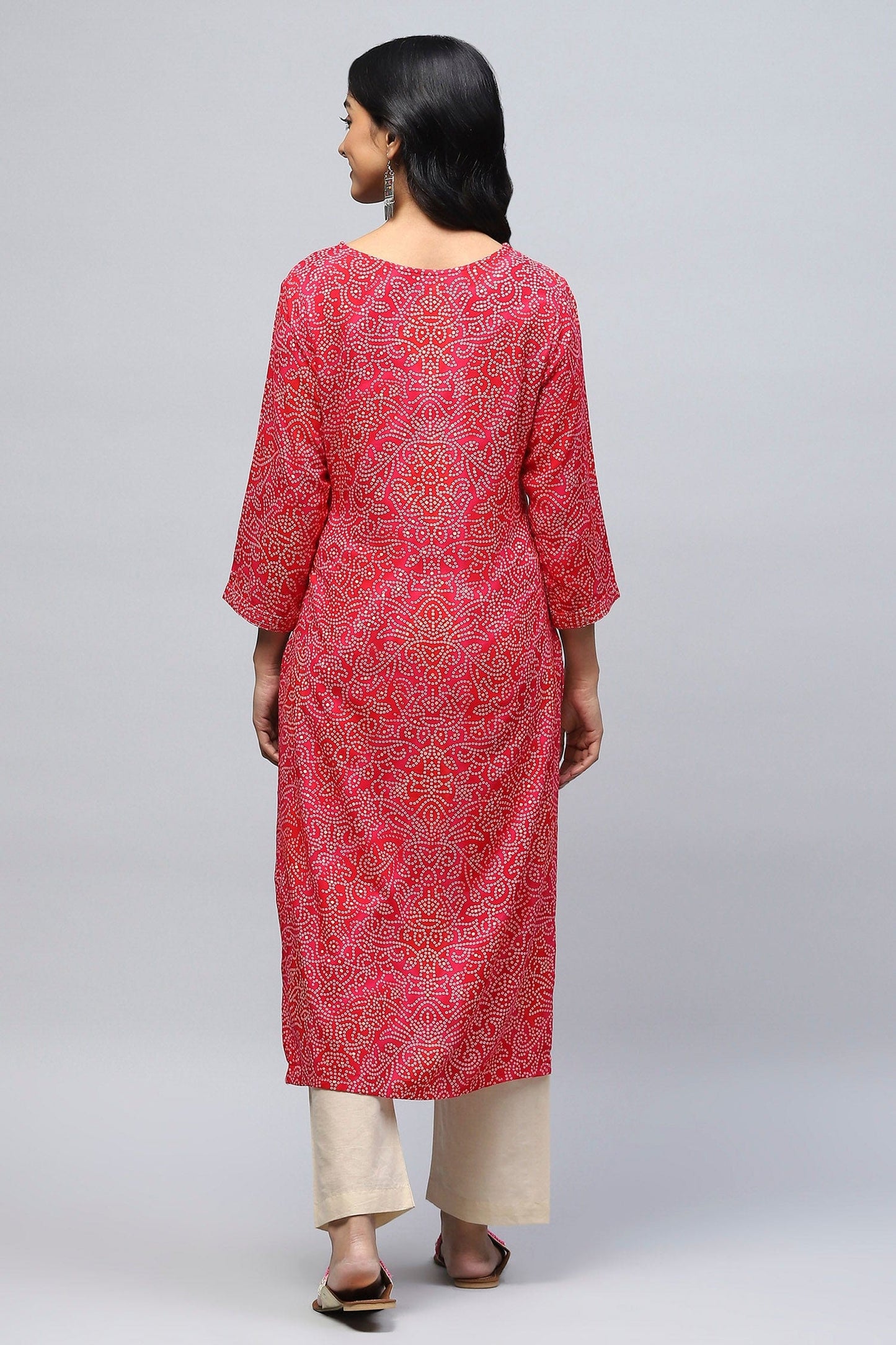 Magenta Pink Bandhani Muslin Printed Kurta for Women – Vibrant & Elegant - Qurbat