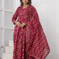 Maroon Printed Cotton Suit Set - Qurbat