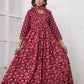 Maroon Printed Cotton Suit Set - Qurbat