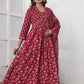 Maroon Printed Cotton Suit Set - Qurbat