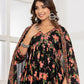 Midnight Floral Print Anarkali Suit Set - Qurbat