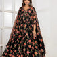 Midnight Floral Print Anarkali Suit Set - Qurbat