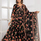 Midnight Floral Print Anarkali Suit Set - Qurbat
