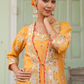 Mustard Chanderi Silk Floral Printed Shrug Set