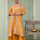 Mustard Chanderi Silk Floral Printed Shrug Set