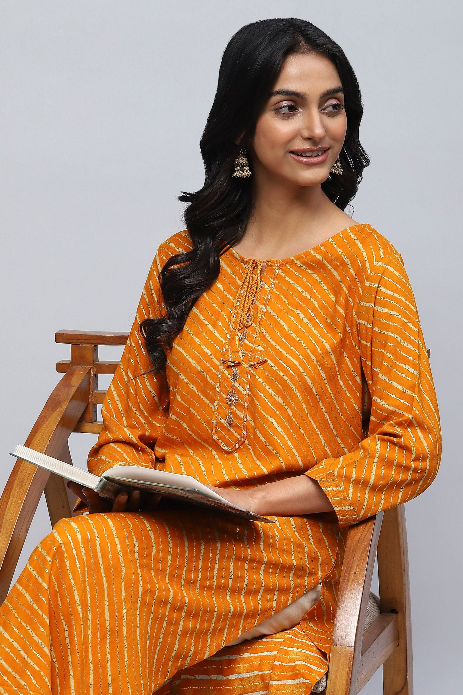 Mustard Bandhani Print Kurta - Qurbat