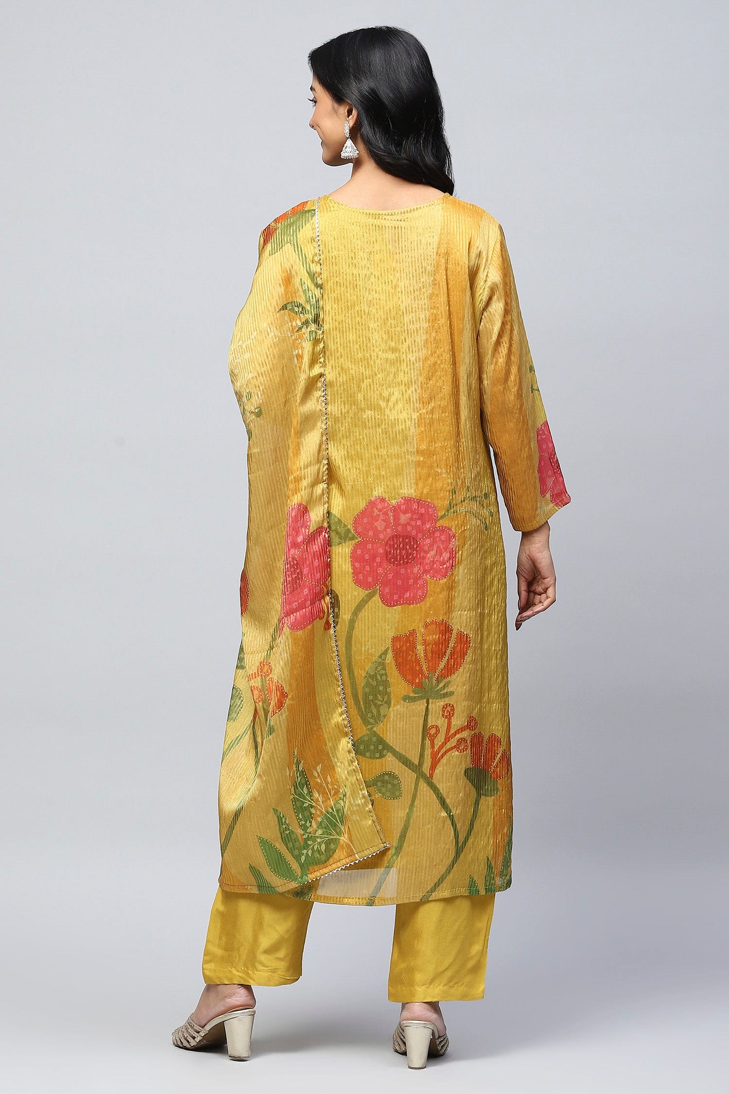 Mustard Digital Print with Handwork Suit Set for Women - Qurbat