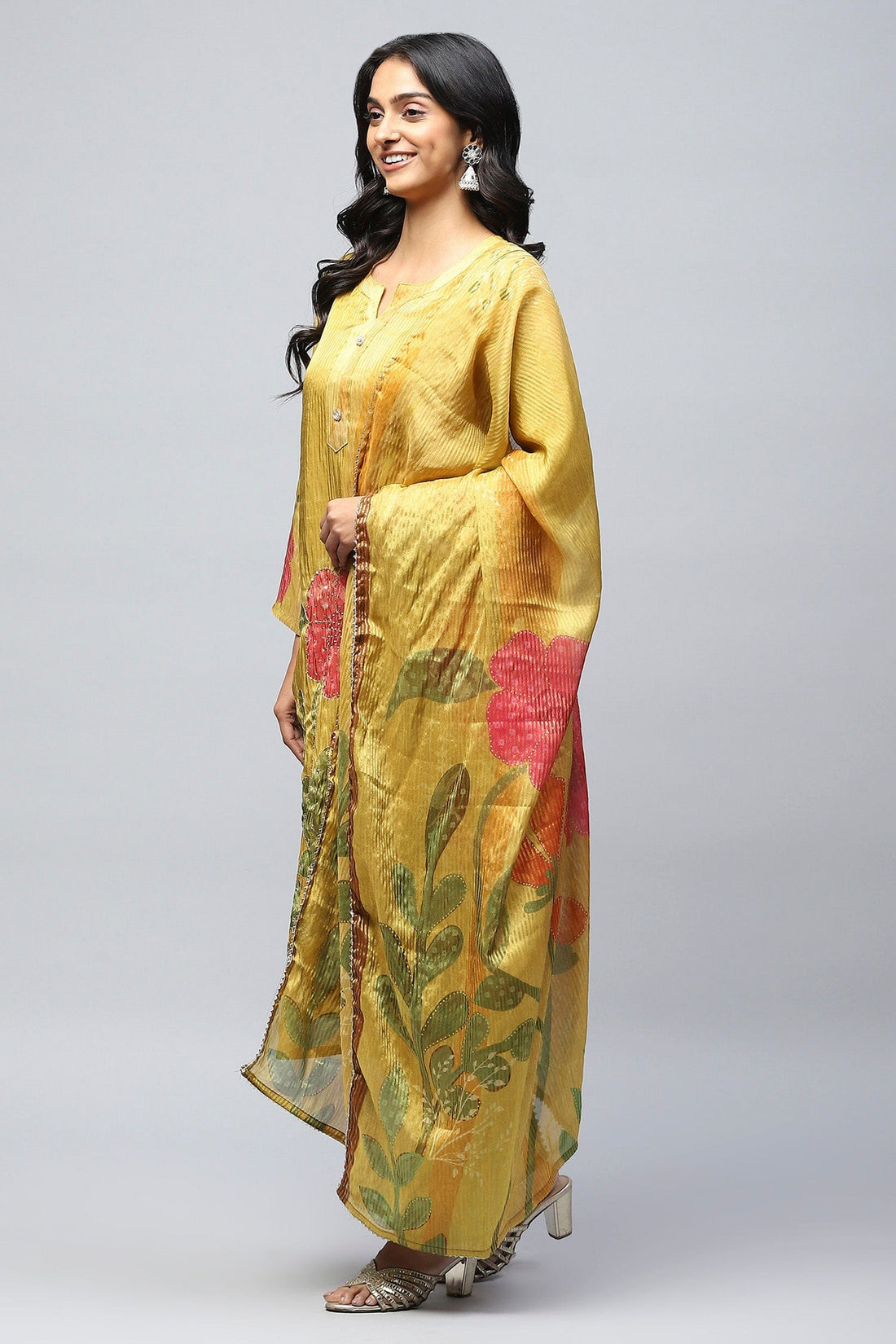 Mustard Digital Print with Handwork Suit Set for Women - Qurbat