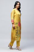 Mustard Digital Print with Handwork Suit Set for Women - Qurbat