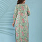 Pastel Green Floral Printed Cotton Suit Set with Embellished Neckline & Dupatta - Qurbat