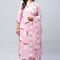 Pink Cotton Printed Suit Set for Women - Qurbat