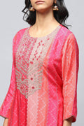 Pink Digital Print Suit Set for Women with Zari Embroidery - Qurbat
