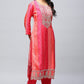 Pink Digital Print Suit Set for Women with Zari Embroidery - Qurbat