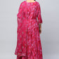 Pink Muslin Angrakha Printed Suit Set for Women - Qurbat