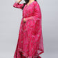 Pink Muslin Angrakha Printed Suit Set for Women - Qurbat