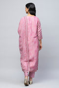 Pink printed suit set with mirror work – Elegant & Traditional - Qurbat