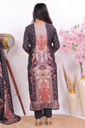 Premium Black Muslin 3 - Piece Suit with Intricate Ethnic Prints - Qurbat