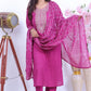 Premium Cotton Purple Suit with Traditional Embroidery & Bandhani Print Dupatta - Qurbat