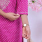 Premium Cotton Purple Suit with Traditional Embroidery & Bandhani Print Dupatta - Qurbat