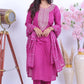Premium Cotton Purple Suit with Traditional Embroidery & Bandhani Print Dupatta - Qurbat