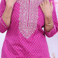 Premium Cotton Purple Suit with Traditional Embroidery & Bandhani Print Dupatta - Qurbat
