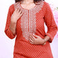Premium Cotton Rust Suit with Traditional Embroidery & Bandhani Print Dupatta - Qurbat