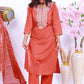 Premium Cotton Rust Suit with Traditional Embroidery & Bandhani Print Dupatta - Qurbat