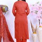 Premium Cotton Rust Suit with Traditional Embroidery & Bandhani Print Dupatta - Qurbat
