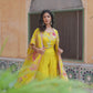 Sunshine Bloom Yellow Co-ord Set with Printed Cape