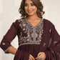 Purple Embroidered Cotton Suit Set - Qurbat