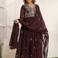 Purple Embroidered Cotton Suit Set - Qurbat