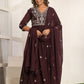 Purple Embroidered Cotton Suit Set - Qurbat