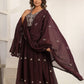 Purple Embroidered Cotton Suit Set - Qurbat